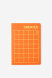 Undated A5 Monthly Open Agenda Diary, LAVA RED/WASABI - example image 1