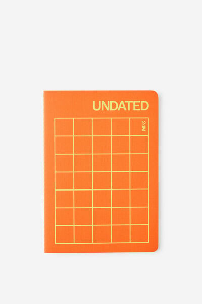 Undated A5 Monthly Open Agenda Diary, LAVA RED/WASABI