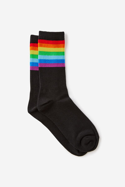Socks, RAINBOW STRIP BLACK