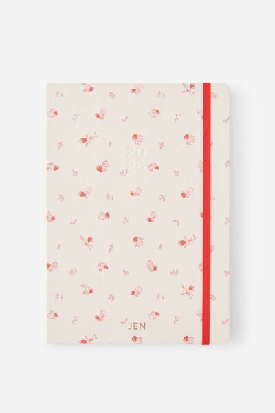Personalised 2026 B5 Daily Hard Metro Diary, Ditsy Pansy Pink Clay