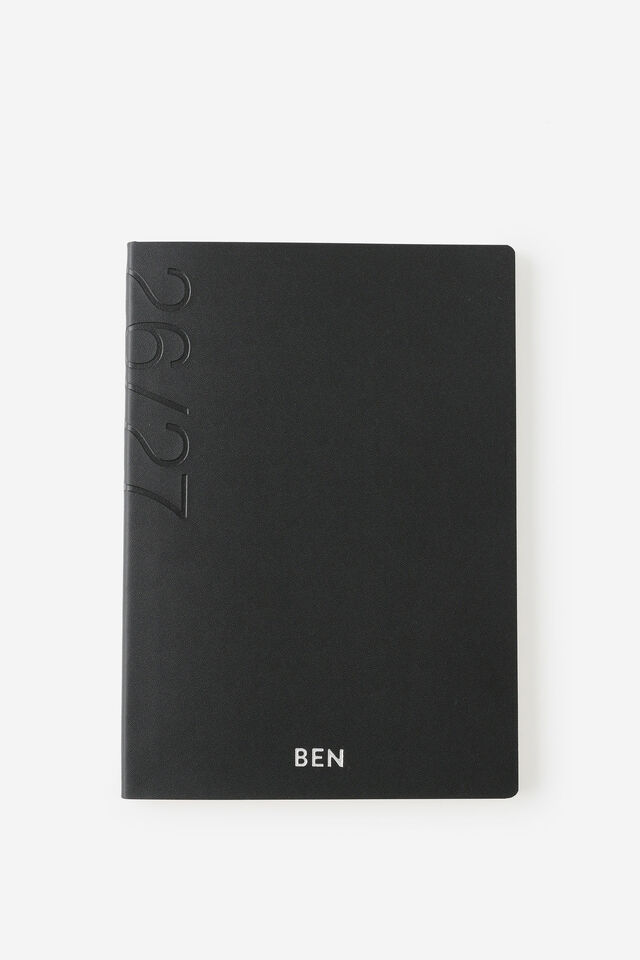 Personalised 26/27 A5 Weekly Soft Diary, BLACK