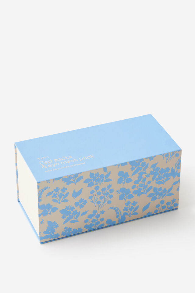 Bed Socks And Eye Mask Gift Pack, SKY BLUE FLORALS
