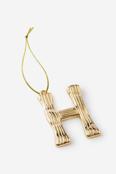 Metal Alphabet Christmas Ornament, TEXTURED H