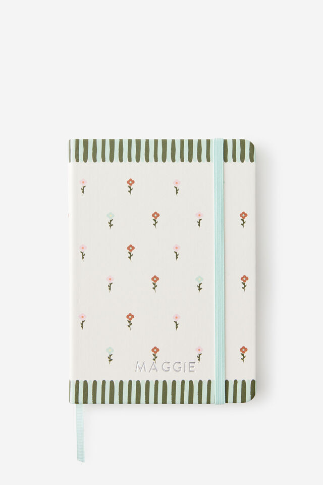 Personalised B6 Hard Cover Lined Notebook, ECRU DITSY FLORAL