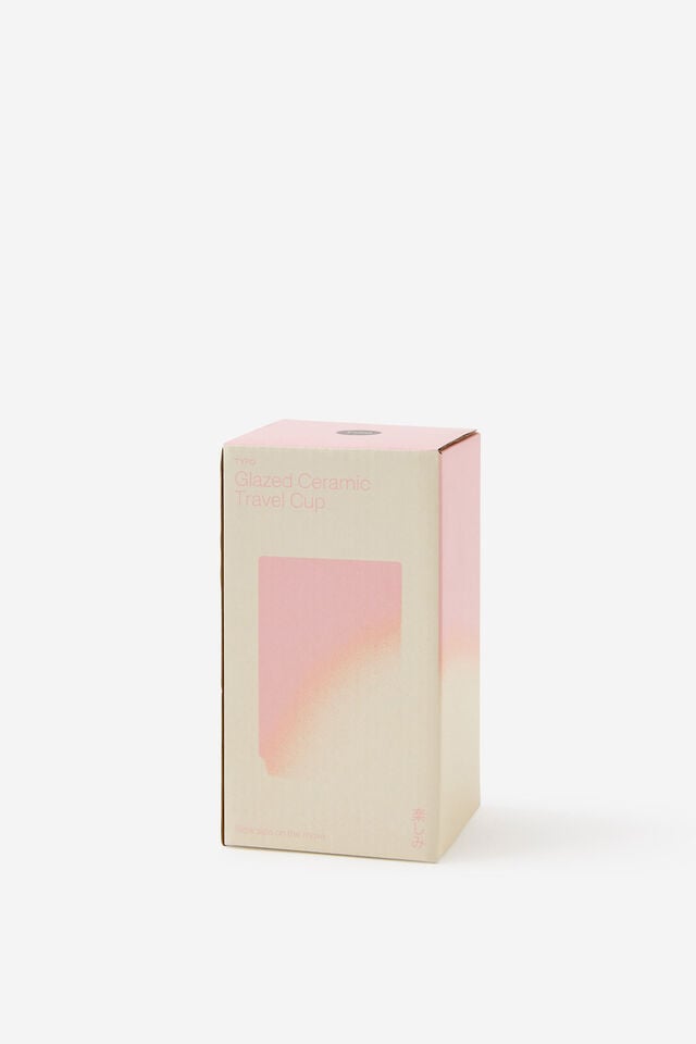 Glazed Ceramic Travel Cup Tall, STRAWBERRY MILK