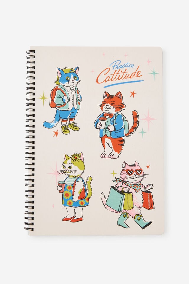 A4 Spiralbound Notebook, CATTITUDE