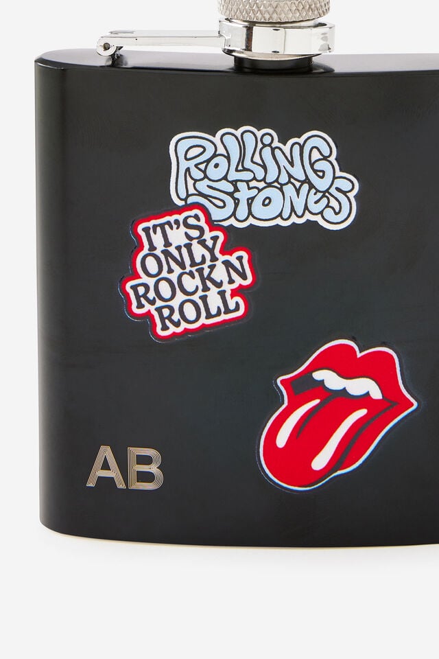 Personalised Metal Hip Flask, LCN BRA ROLLING STONES