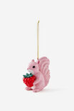Resin Christmas Ornament, RASPBERRY SQUIRREL GLITTER - example image 1