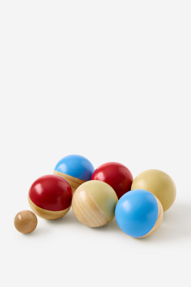 Wooden Bocce Game, BLUE SKIES LEMON STRIPE