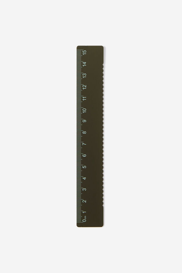 Metal Ruler 15Cm Wiggle, OLIVE MINTY