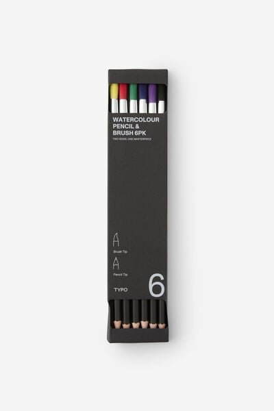 Watercolour Brush Pencils 6Pk, BRIGHTS