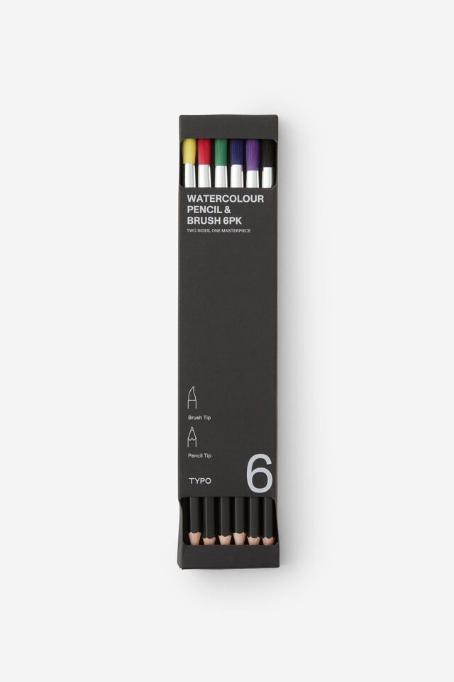 Watercolour Brush Pencils 6Pk, BRIGHTS