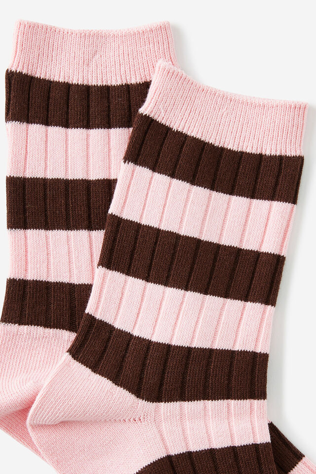 Mid Crew Socks, GEINIE STRIPE PINK