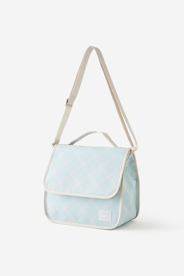Personalised Mode Lunch Bag, MINTY GRID