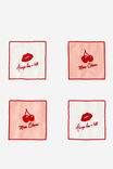 Linen Coasters Set Of 4, CHERRY KISS - example image 1