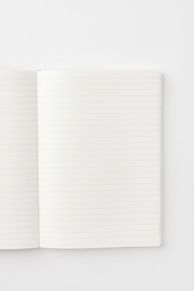 A5 Soft Cover Lined Notebook, BLOOM PLACEMENT DEBOSS TYPO GREEN