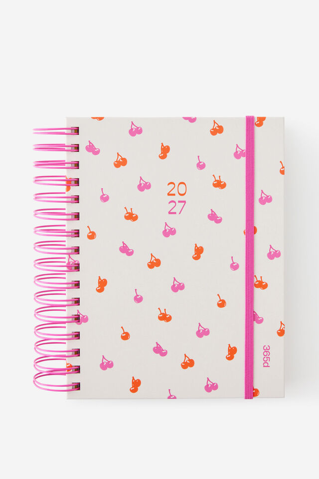 2027 A5 Daily Bright Days Diary, ECRU DITSY CHERRIES