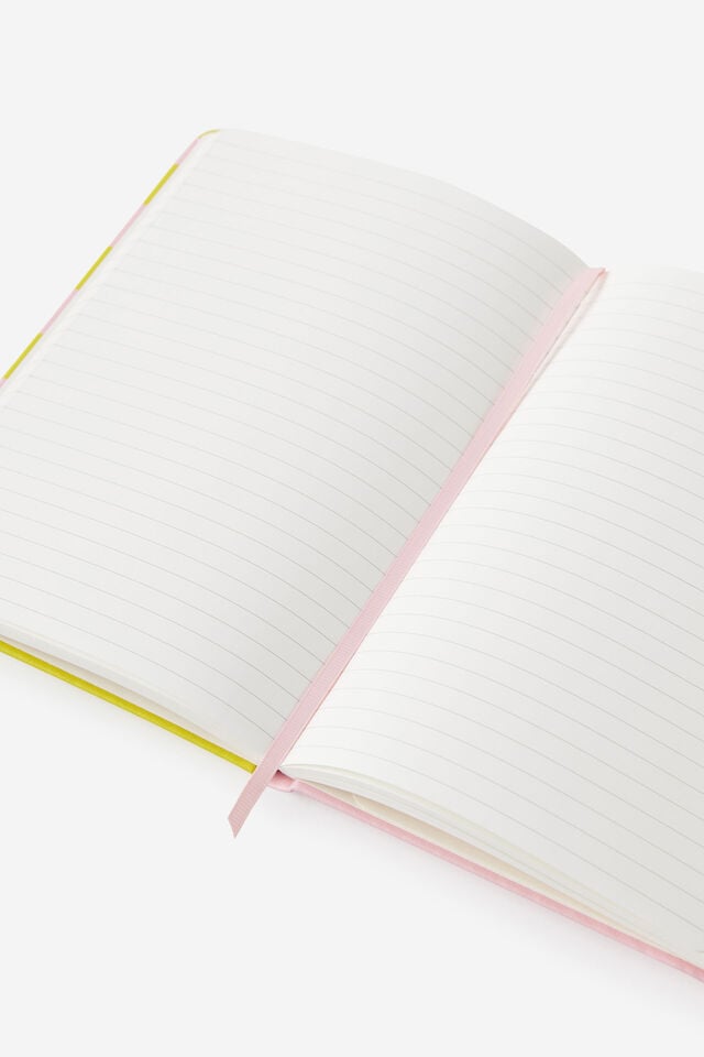 A5 Hard Lined Notetaker Notebook, STRAWBERRY MILK SPLICE STRIPE