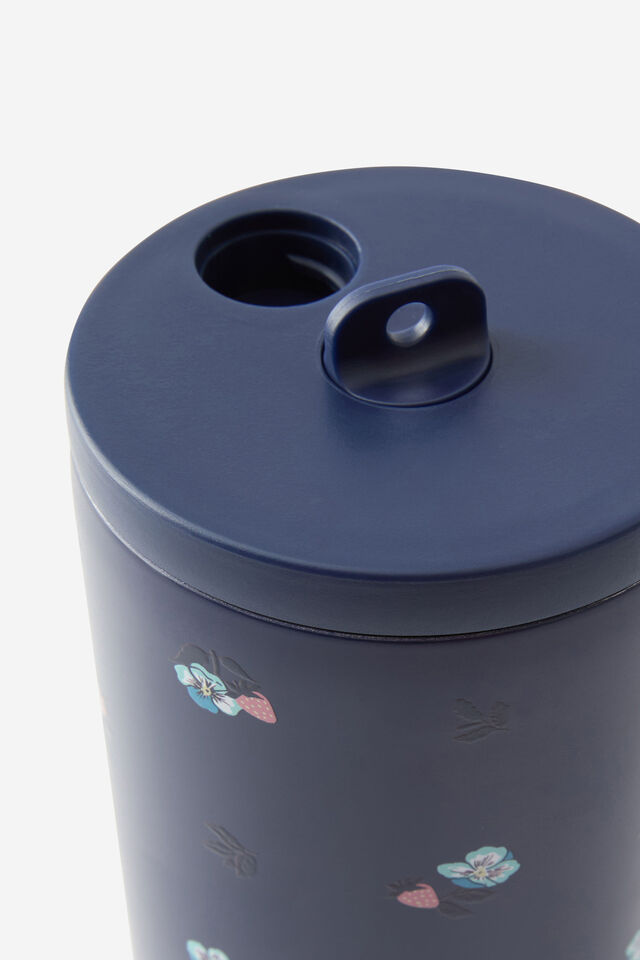 Hidden Straw Metal Smoothie Cup, DITSY PANSY / MIDNIGHT