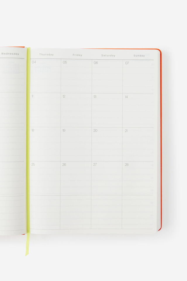 2027 A4 Daily On Schedule Diary, LAVA RED/WASABI