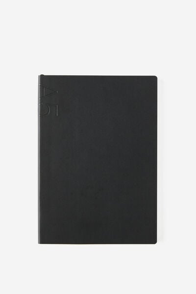 A5 Soft Cover Grid Notebook, BLACK