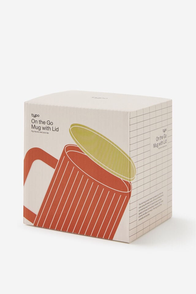 On The Go Mug With Lid, LIME & BURNT ORANGE