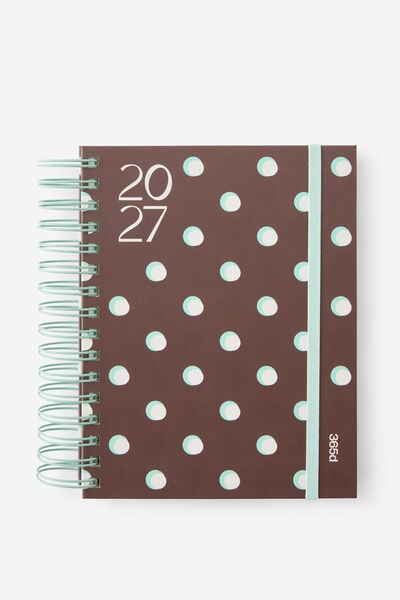 2027 A5 Daily Bright Days Diary, ESPRESSO POLKA