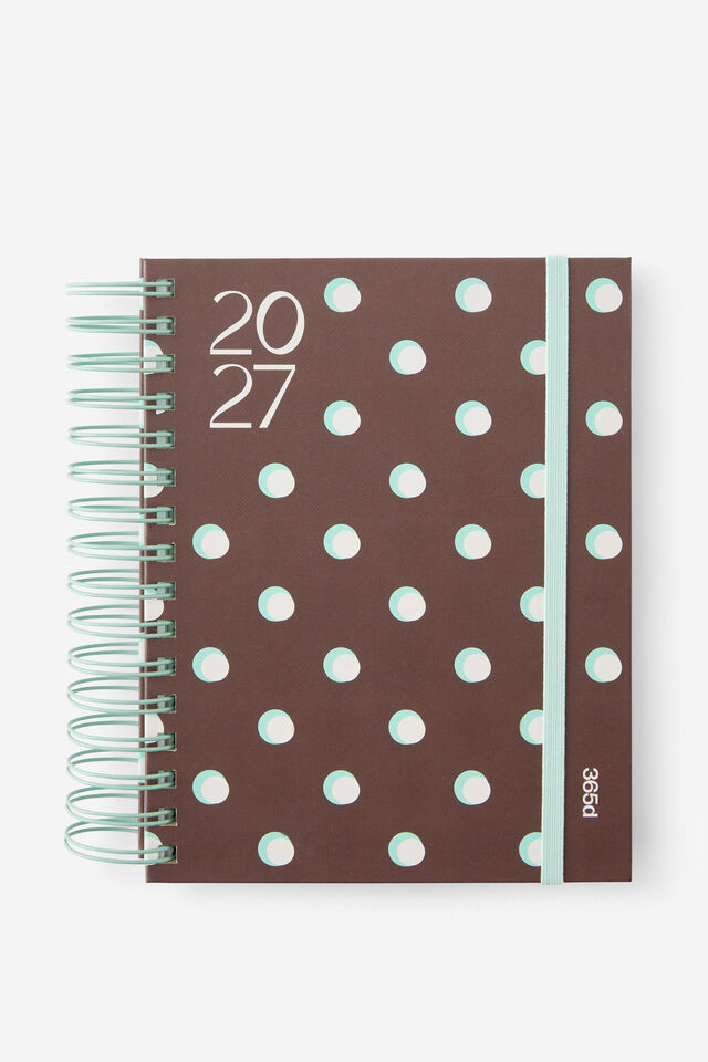 2027 A5 Daily Bright Days Diary, ESPRESSO POLKA