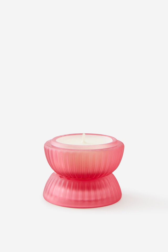 Mini Stackers Glass Tea Light Candle, PETAL DRIFT BLUSH RIBBED