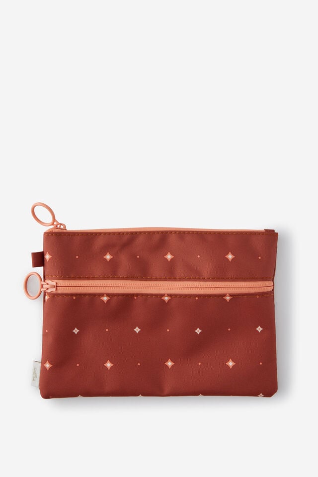 Double Zip Pencil Case, GINGERBREAD SPACED OUT