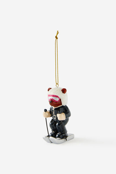 Resin Christmas Ornament, BEAR SKI SUIT