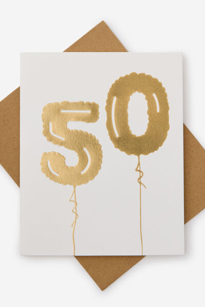 Premium Age Card, 50 FOILED BALOON