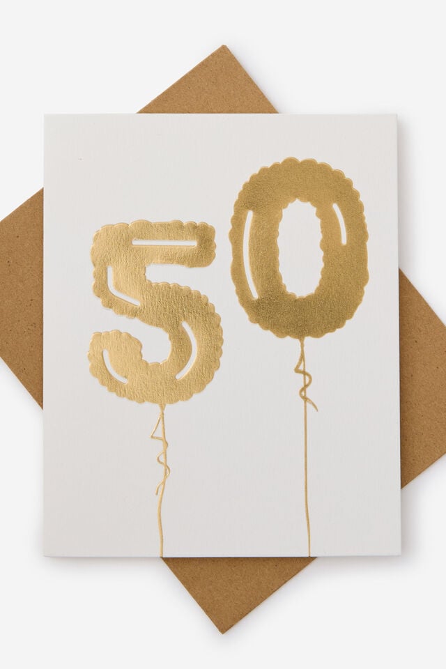 Premium Age Card, 50 FOILED BALOON