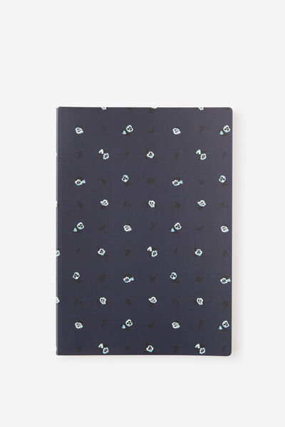 Metro B5 Soft Lined Notebook, Ditsy Pansy Midnight Ink
