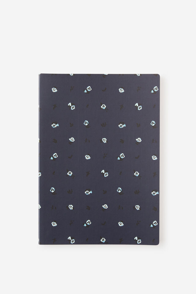Metro B5 Soft Lined Notebook, Ditsy Pansy Midnight Ink