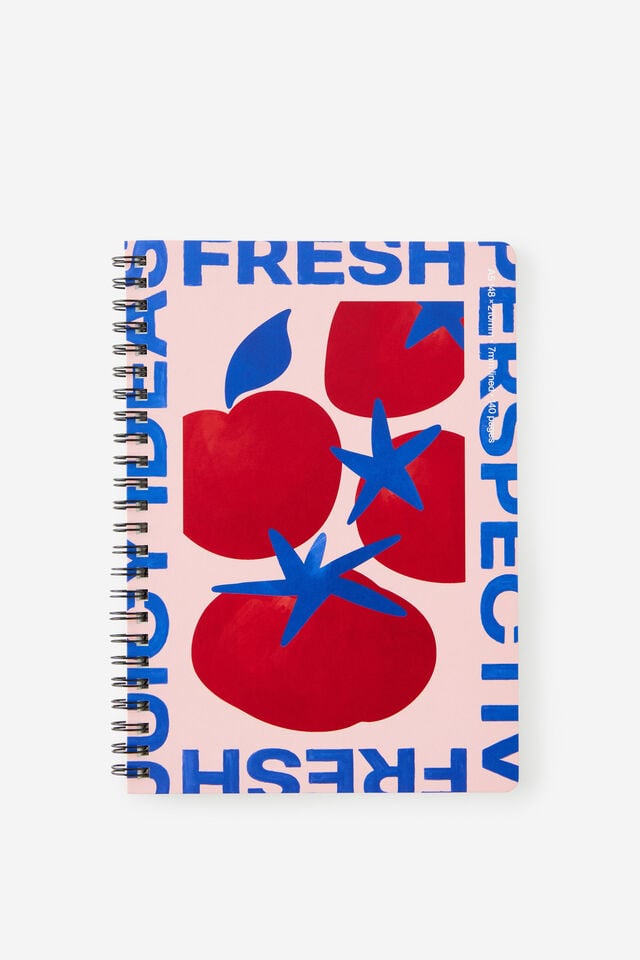 A5 Spiral Notebook, STRAWBERRY MILK TOMATO