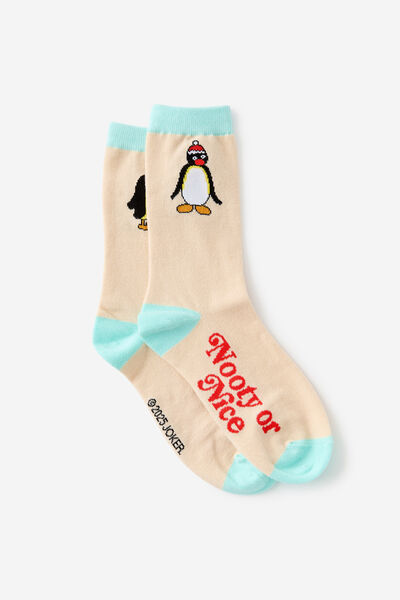 Christmas Novelty Socks, LCN MAT PINGU NOOTY OR NICE (S/M)