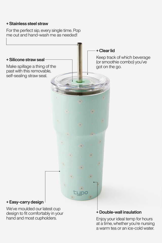Smoothie Cup 600Ml, RETRO POLKA MINTY