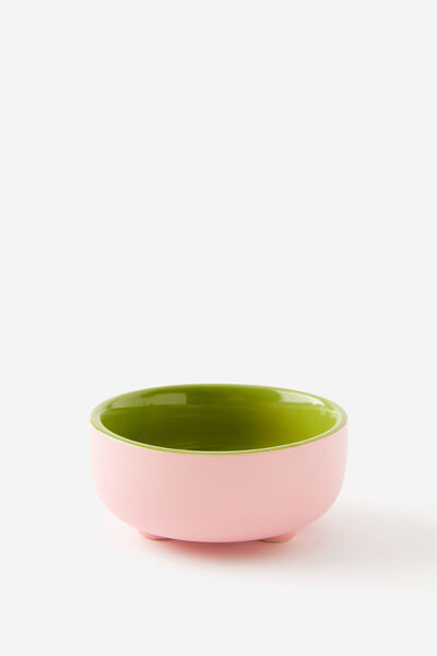 Sml Bulbous Bowl, OLIVE MOSS / STRAWBERRY MILK