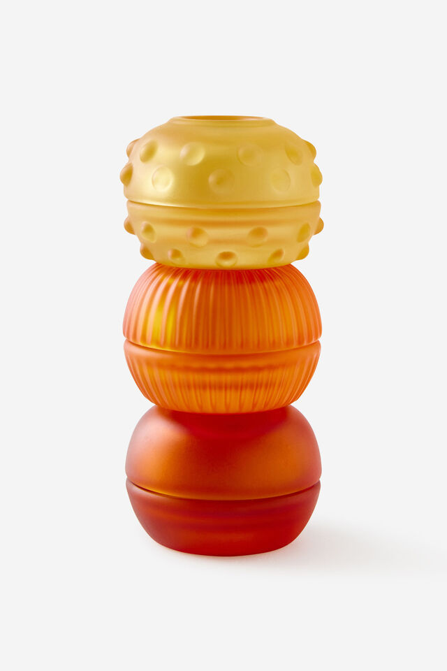 Mini Stackers Glass Tea Light Candle, JOY RISING YELLOW BUMPY