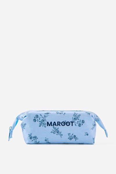 Personalised Compact Canvas Pencil Case, BOUQUET DITSY/BLUE SKIES