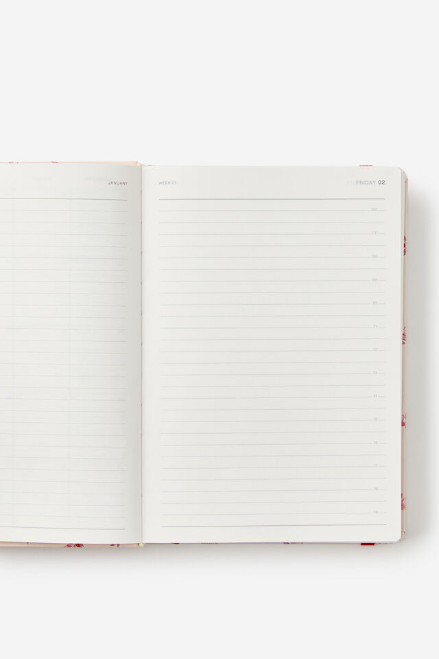 2026 A5 Daily Hard Metro Diary, Ditsy Pansy Pink Clay