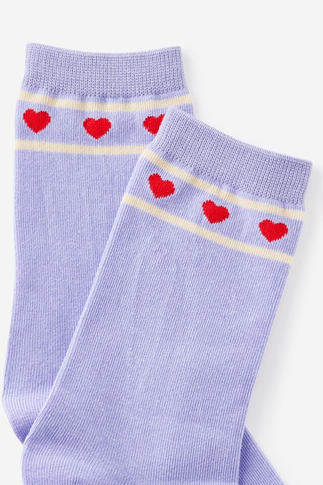 Socks, HEART STRIPE LILAC