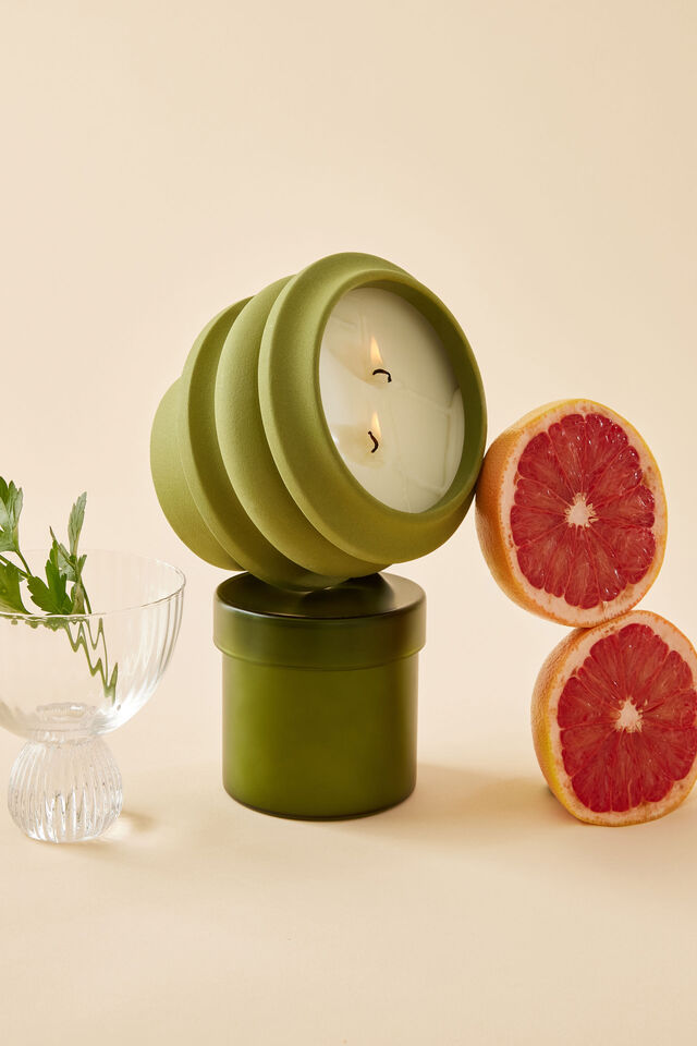 We Are Connected-Sculptural Ceramic Candle, HIDDEN FOREST GREEN