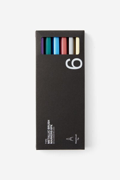 Metallic Brush Markers 6Pk, MIXED