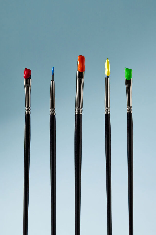 Gouache Paint Brushes 5Pk, MULTI