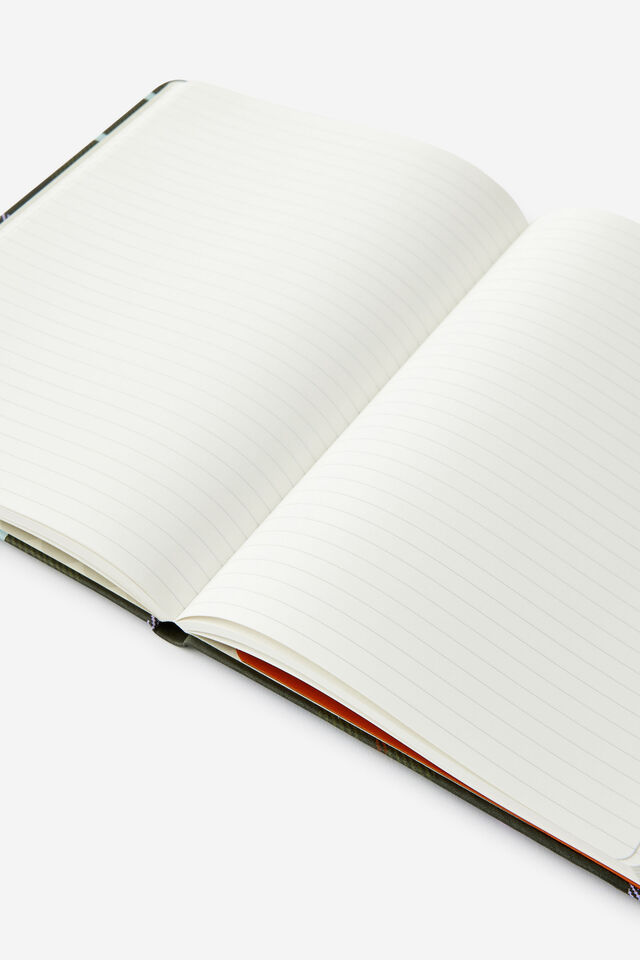 B5 Hard Lined Notetaker Notebook, OLIVE PLAID