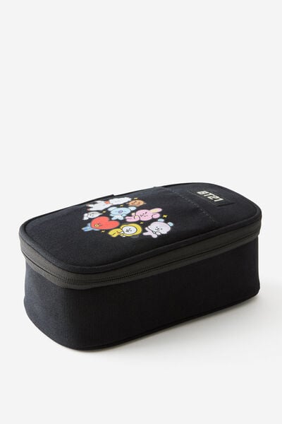 Lcn Arlow Canvas Pencil Case, LCN BT21 HEART BLACK
