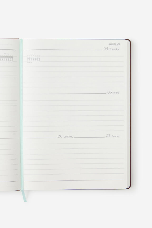2027 A4 Weekly On Schedule Diary, ESPRESSO/MINTY