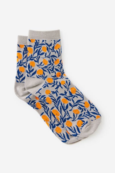 Mid Crew Socks, NATIVE FLOWER YDG